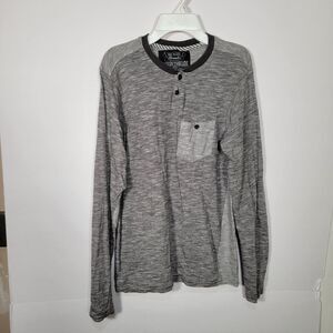 Broken Threads Mens Long Sleeve Raglan T Shirt Henley Size Small Grey Button